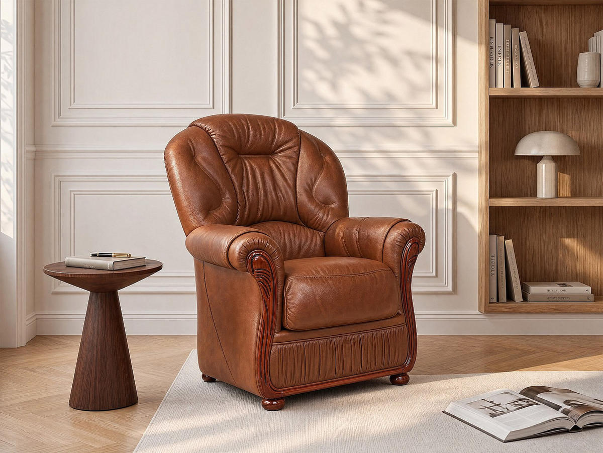 SESSEL mit gerader Rückenlehne - 1 Person - leder - schokoladenbraun Daphne - Braun, Leder (83/97/91cm) - Vente-Unique