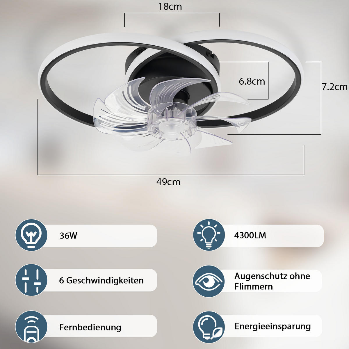 LED-DECKENLEUCHTE Yondis 33/33/16.5 cm - Schwarz, Metall (33/33/16.5cm) - ZMH