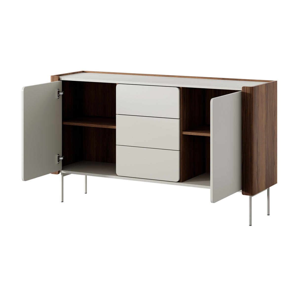 SIDEBOARD AVVOLGERE 141/82/39 cm mit 3 Schubladen 2 Türen Nussbaumfarben - Kaschmir/Nussbaumfarben, Holzwerkstoff (141/82/39cm) - MASSENO