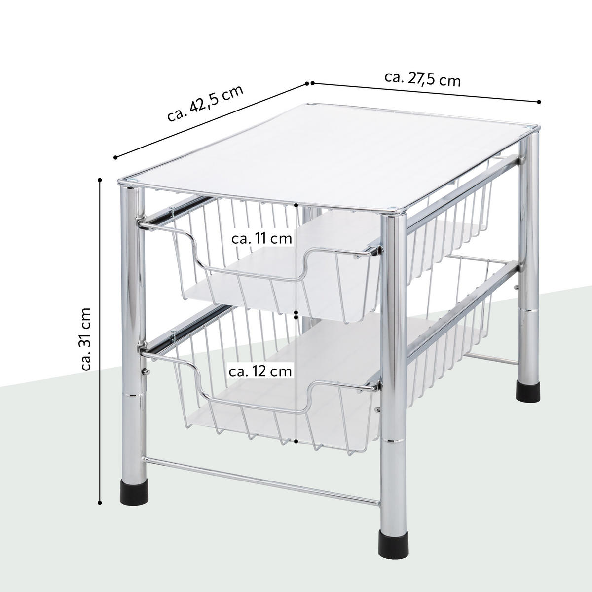 SCHUBLADENREGAL, silber - Chromfarben, Metall (27.5/31/42.5cm) - bremermann