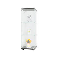 GLASVITRINE Schwarz mit 1 Tür und 3 Einlegeböden, mit Schloss - Schwarz, Glas (36.3/125.2/42.4cm) - BPKADHY