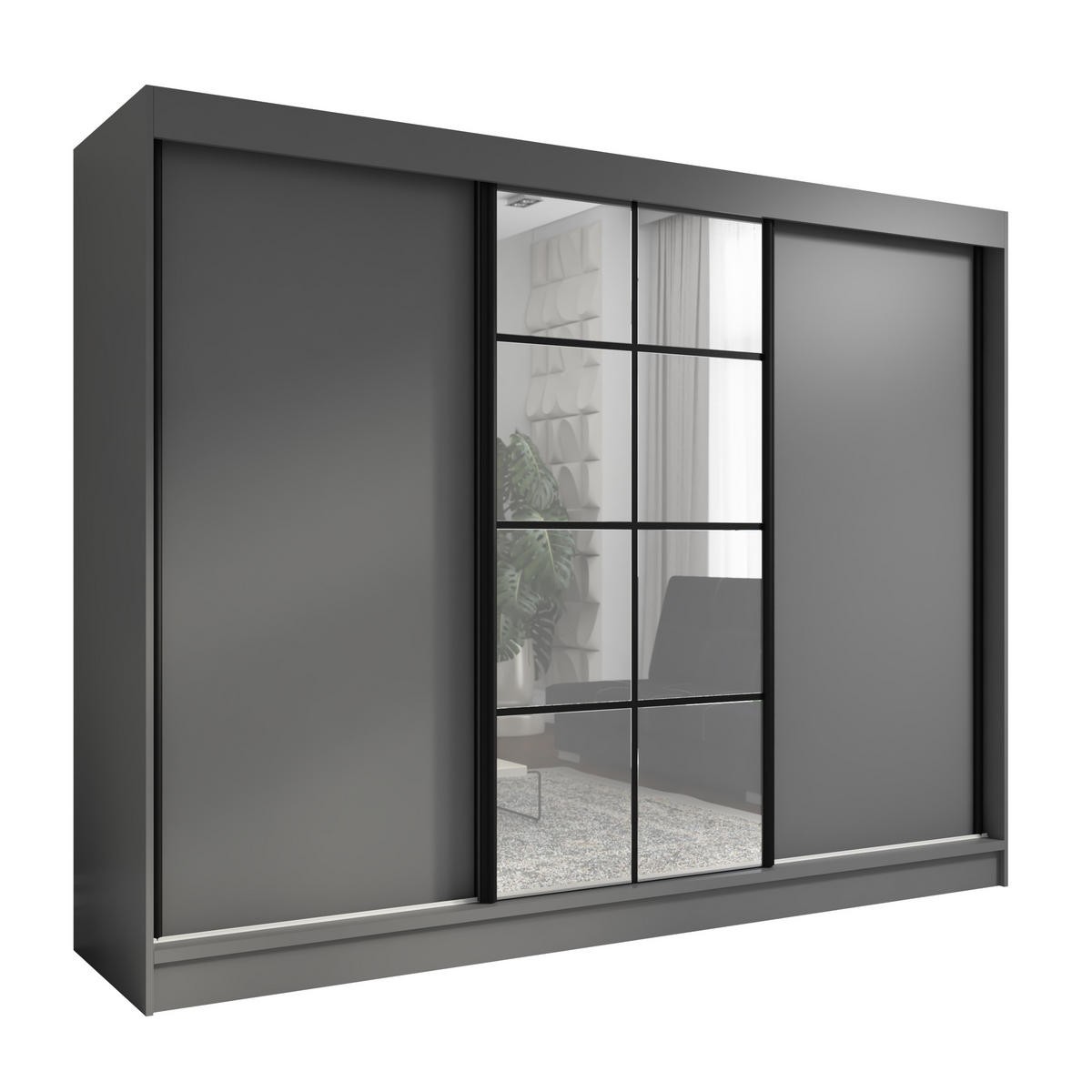SCHWEBETÜRENSCHRANK 200 CM ORAVELLE Farbe: Graphit - Graphitfarben, Holzwerkstoff (200/215/59.5cm) - A&J MöbelLand