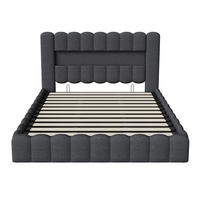 POLSTERBETT 160x200 cm Grau USB LED Stauraum Kopfteil - Grau, Metall (160/200cm) - SHOPENTRA