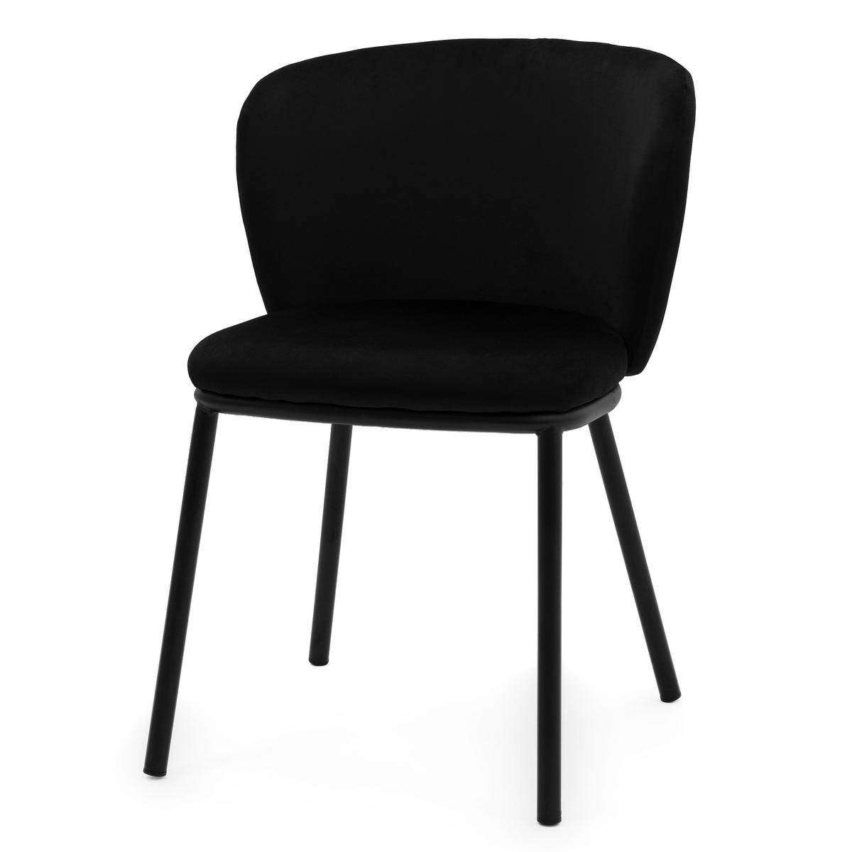 STUHL BARI gepolsterter mit Steppung - schwarz - Samt Velour - Schwarz, Textil/Metall (54/81/57cm) - NEW HOME