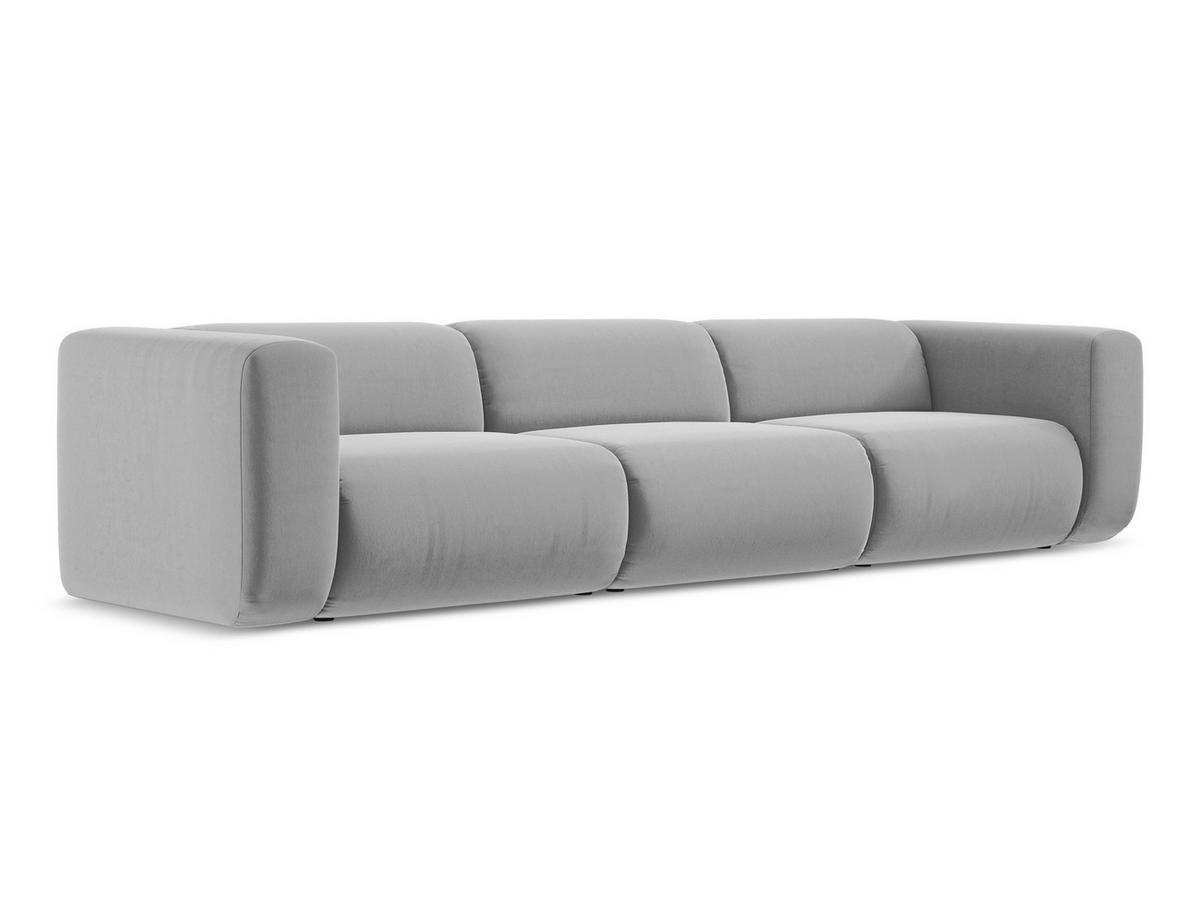 4-SITZER-SOFA Samt Stoff Grau - Schwarz/Grau, Kunststoff/Textil (319/70/89cm) - Makamii
