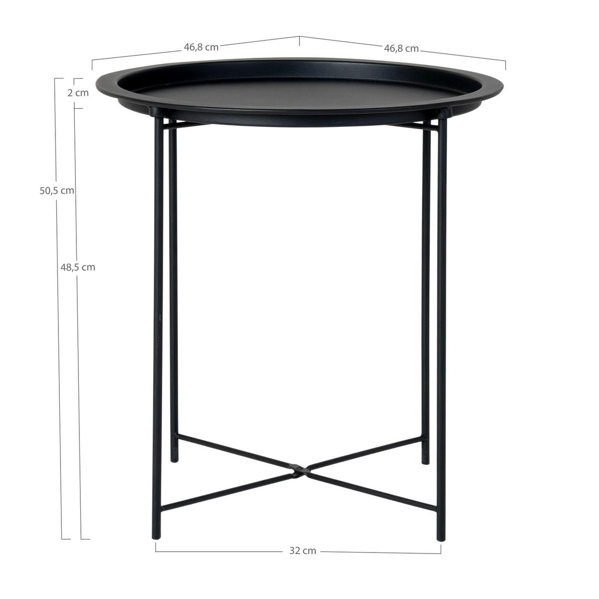 BEISTELLTISCH Bastia Stahl Schwarz - Schwarz, Metall (47/47/50cm) - tinkaro