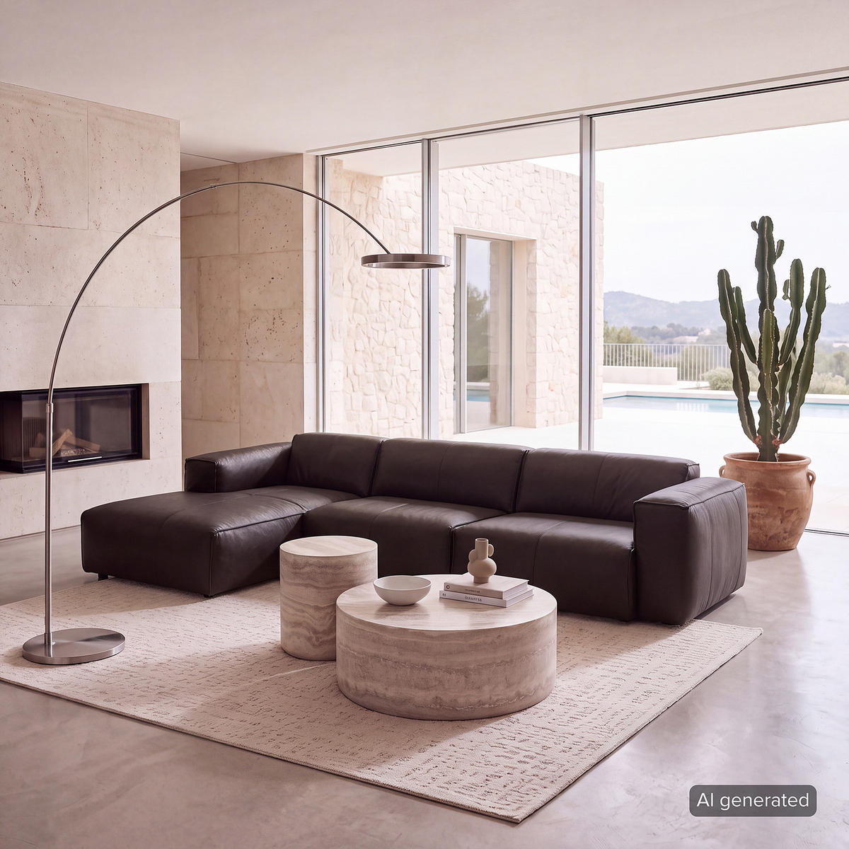 3-SITZER ECKSOFA mit Longchair - Dunkelbraun/Schwarz, Leder/Kunststoff (317/173cm) - home24
