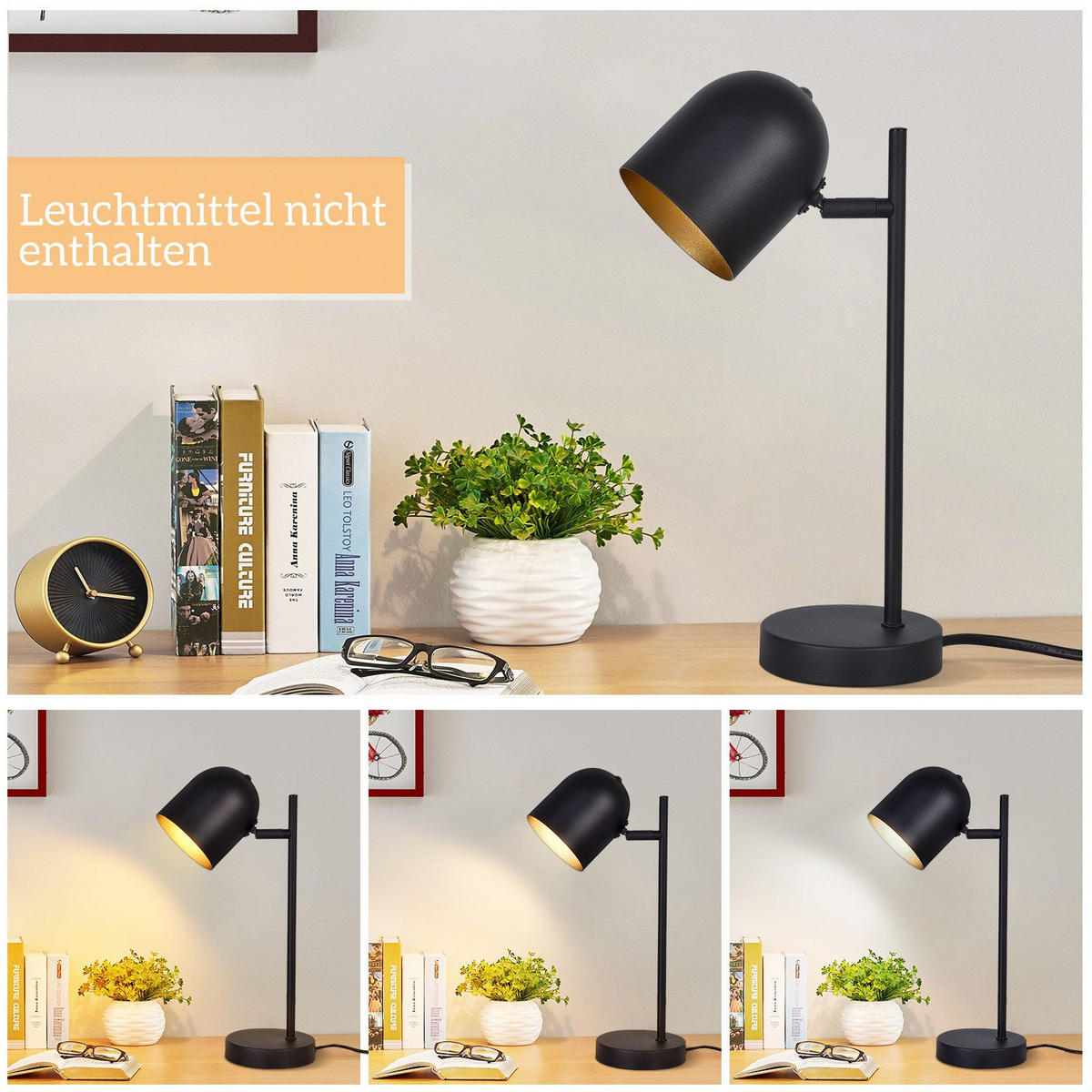 TISCHLAMPE Mila 21.5/12/35 cm - Schwarz, Metall (21.5/12/35cm) - ZMH