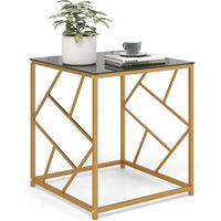 BEISTELLTISCH 55cm Gold - Goldfarben, Glas (50/50/55cm) - COSTWAY