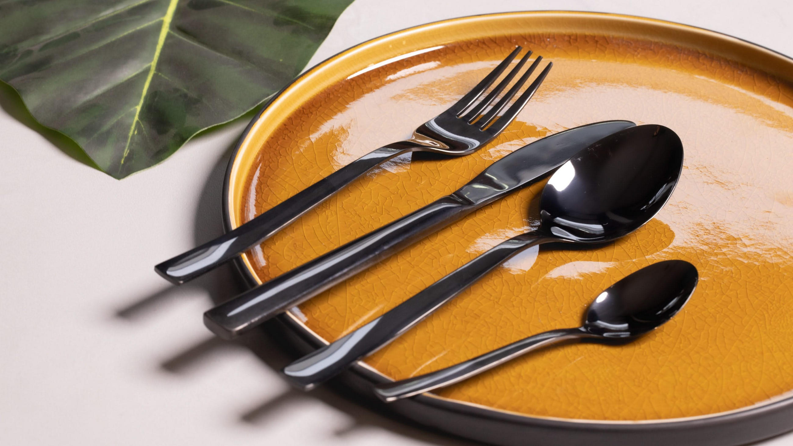 BESTECKSET - 24-teilig / 6 Personen - Schwarz - Schwarz, Metall - Sareva