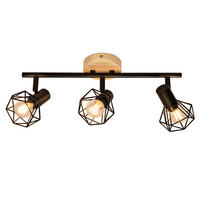 DECKENSTRAHLER Helyvith 42.5/9.2/15.3 cm - Schwarz/Braun, Holz/Metall (42.5/9.2/15.3cm) - ZMH
