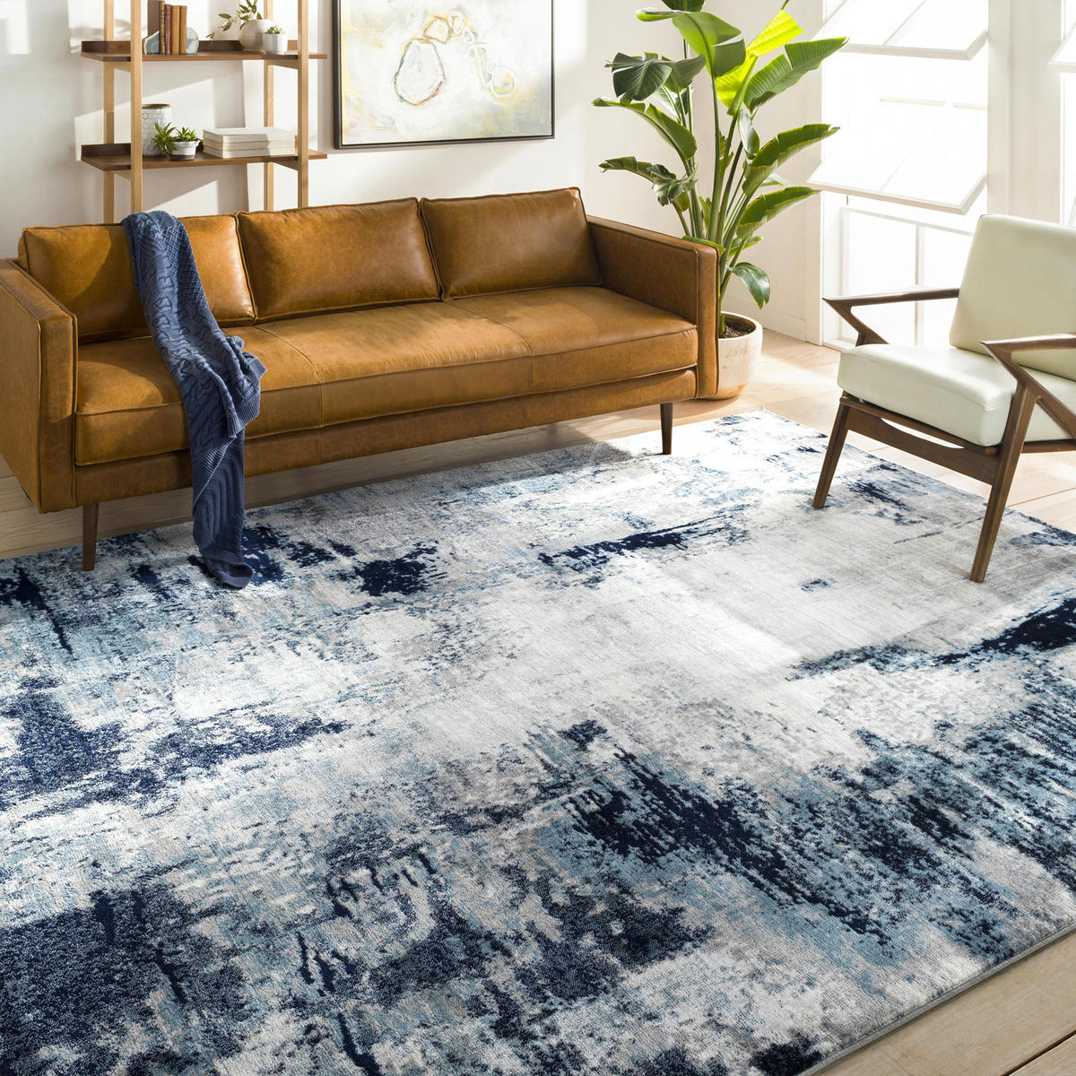 KURZFLORTEPPICH 80/220 cm Blau - Blau/Weiß, Naturmaterialien/Textil (80/220cm) - LIVABLISS