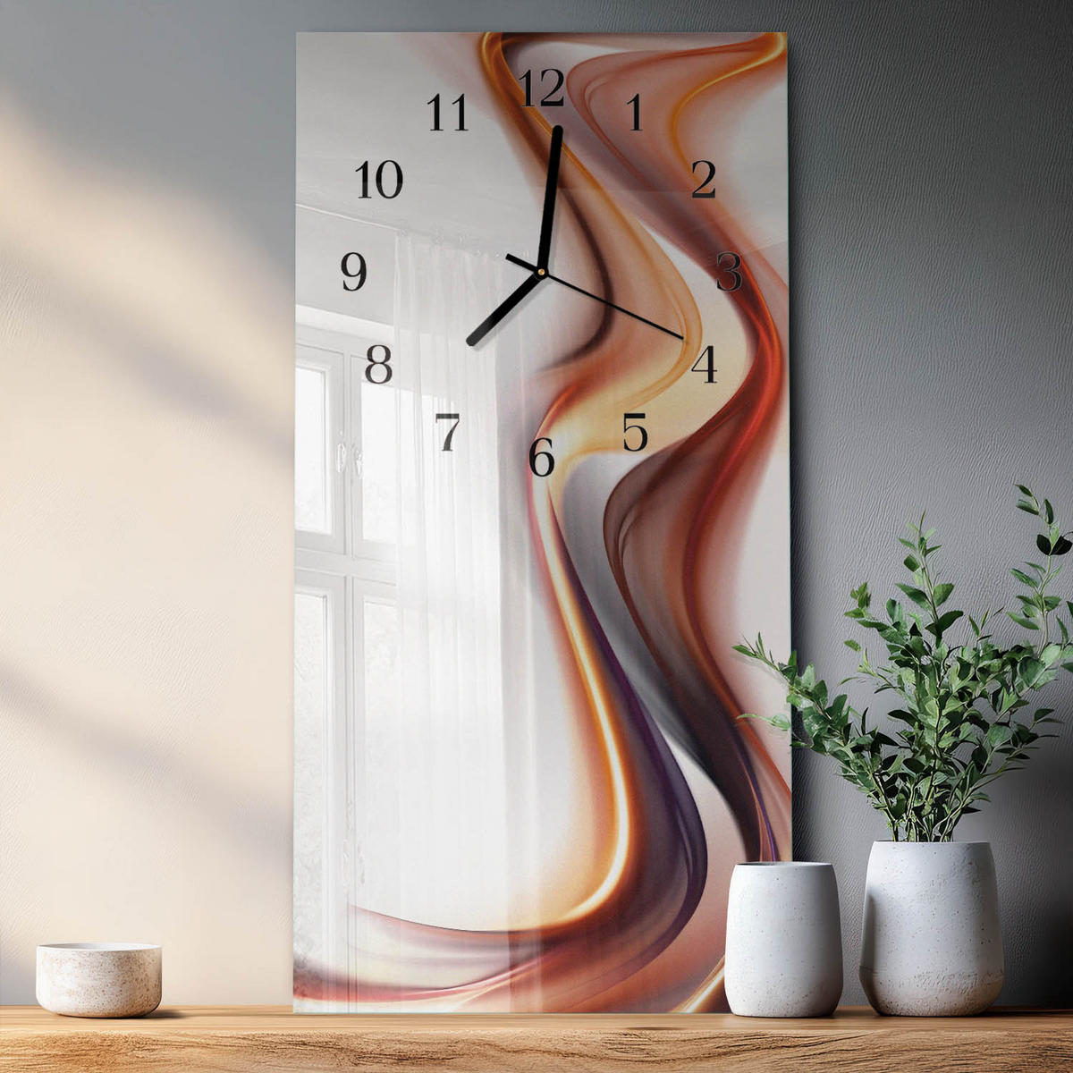 WANDUHR 60x30 cm - Blumenallee - Multicolor, Glas (30/60/0.4cm) - TULUP