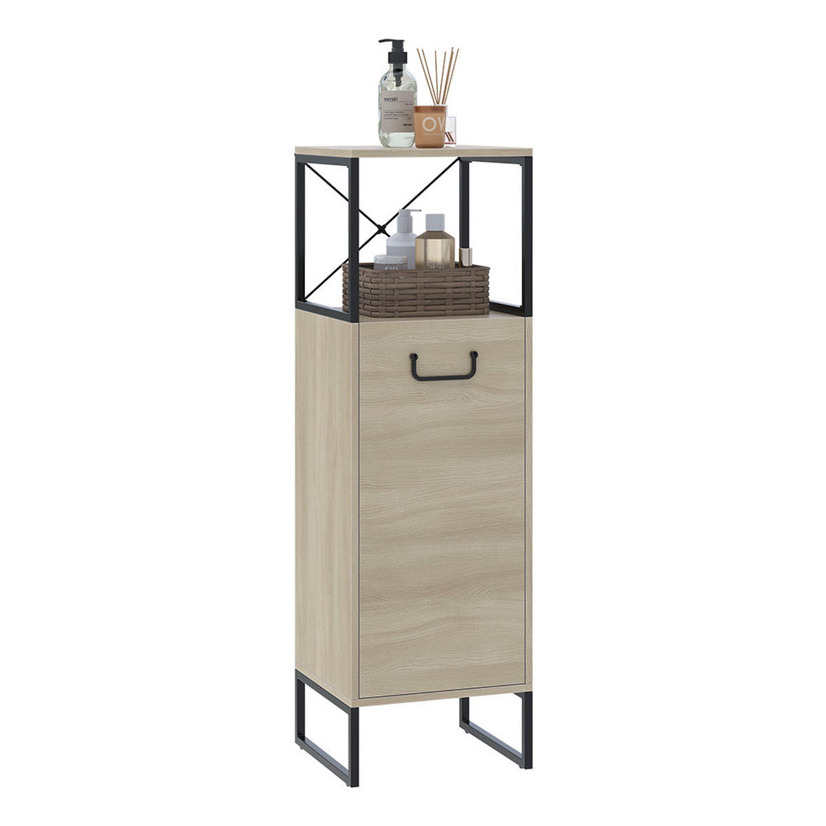 MIDISCHRANK Vionna Eiche/Schwarz 36 x 116.5 cm - Eichefarben/Schwarz, Holzwerkstoff (36/116.5/33cm) - Vicco