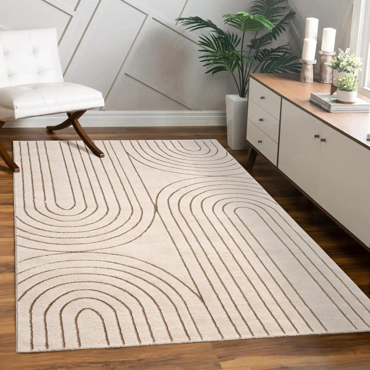 KURZFLORTEPPICH, abstrakt, Florhöhe 11 mm, Creme, 120 x 160 cm - Beige, Textil (120/160cm) - KADIMA DESIGN