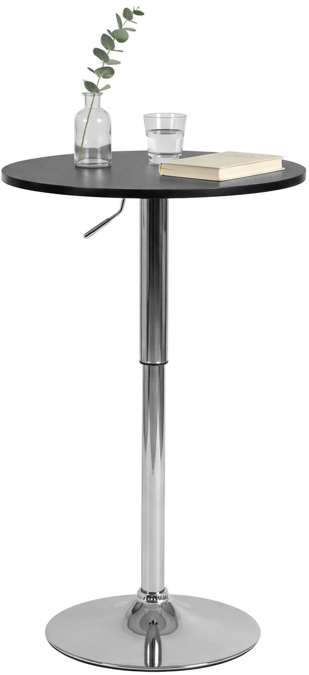 STEHTISCH rund 60 cm Holz schwarz - Chromfarben/Schwarz, Holz/Metall (60/60/85cm) - CLP