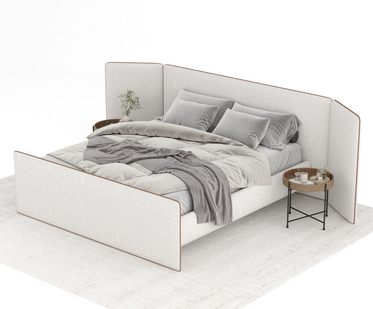 POLSTERBETT Tokyo Hellbeige 160/200 cm - Beige/Naturfarben, Holz/Holzwerkstoff (160/200cm) - Maison de Reve