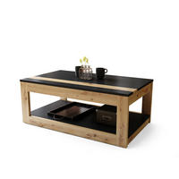 COUCHTISCH rechteckig Schwarz - Eiche Artisan aufklappbar - Schwarz/Eiche Artisan, Holzwerkstoff (66/112/45cm) - designimpex
