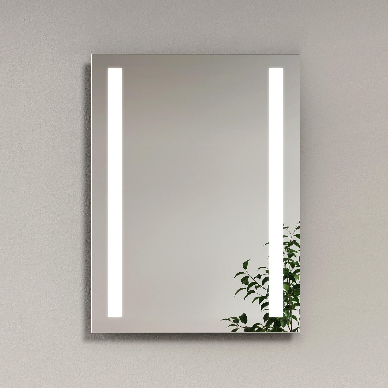 BADSPIEGEL mit Beleuchtung Rechteckig Umweltfreundlicher Silberspiegel 80/60 cm - Weiß, Glas (60/80/3.5cm) - EMKE