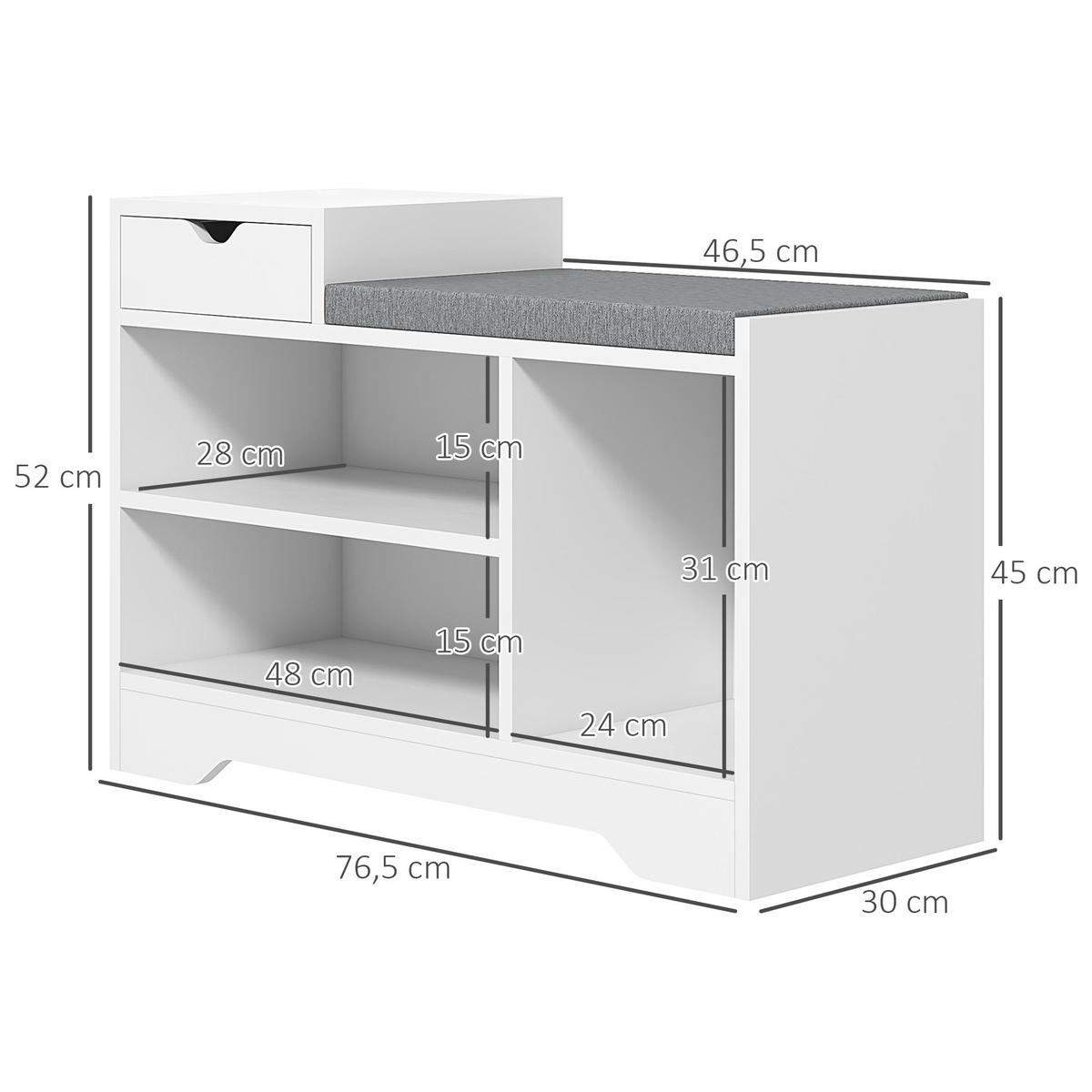 KONSOLENTISCH Weiß Spanplatte 1 Stück - Weiß, Kunststoff (76.5/30/52cm) - GiPP