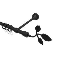 GARDINENSTANGE Primus Alessia 480 cm (geteilt in 3 x 160 cm), 1-läufig, 16 mm Ø Schwarz - Schwarz, Metall (480cm) - INTERDECO