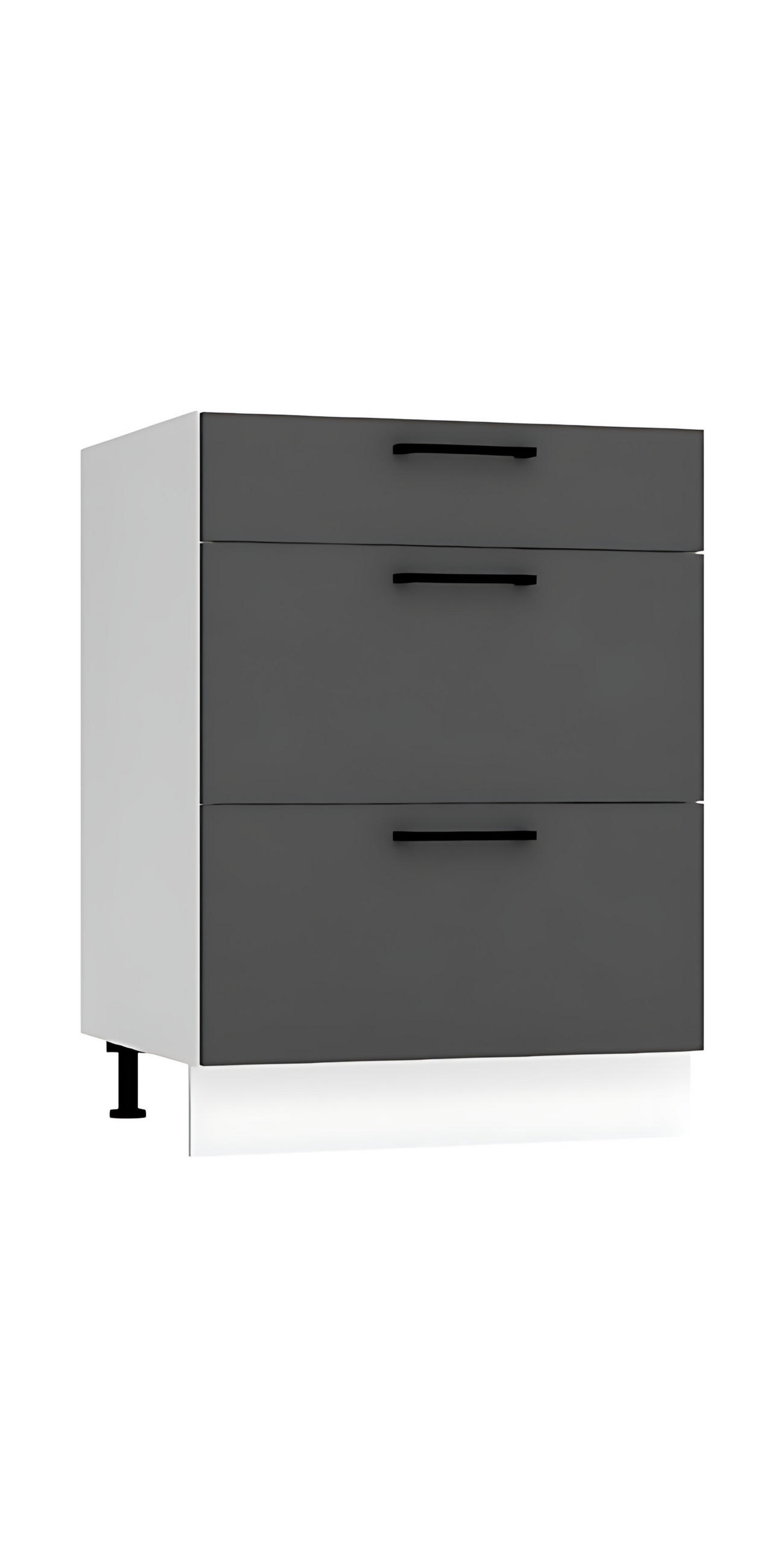 UNTERSCHRANK D60S3 - Morvex - 3 Schubladen für effiziente Organisation - Anthrazit, Holz/Metall (60/82/52.4cm) - ROYAL24_MARKT