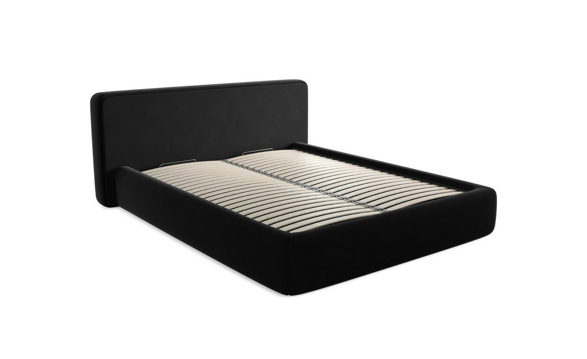 POLSTERBETT mit Bettkasten und Lattenrost 230x215 Blau - Blau/Schwarz, Kunststoff/Textil (180/200cm) - Makamii