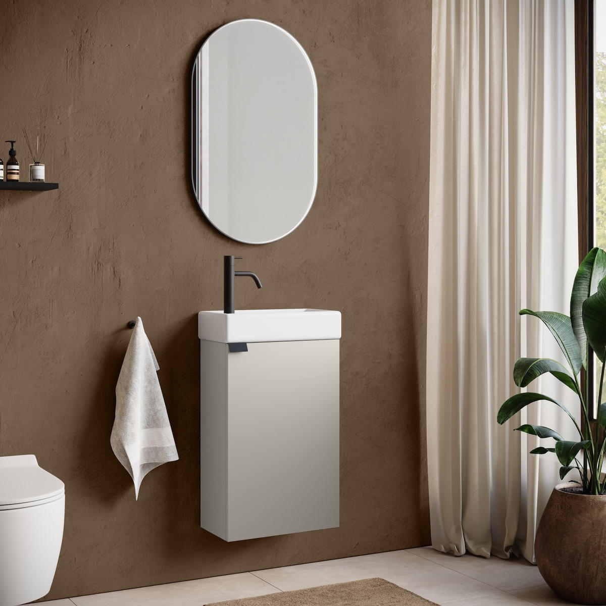 GÄSTE-WC-MÖBELSET Apollo 2 Teile Cashmere - 40 x 22 x 68 cm - Kaschmir, Holz (40/68/22cm) - Badplaats