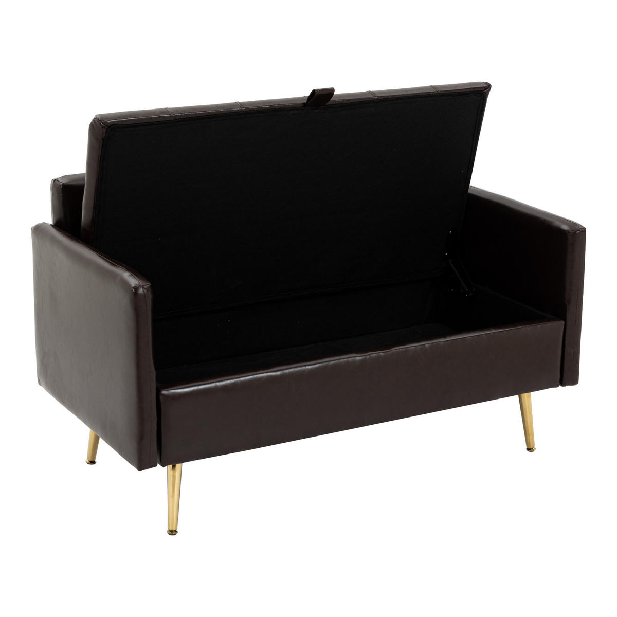SOFA Sysmä - Dunkelbraun/Goldfarben, Holz/Metall (122/72/65cm) - [en.casa]