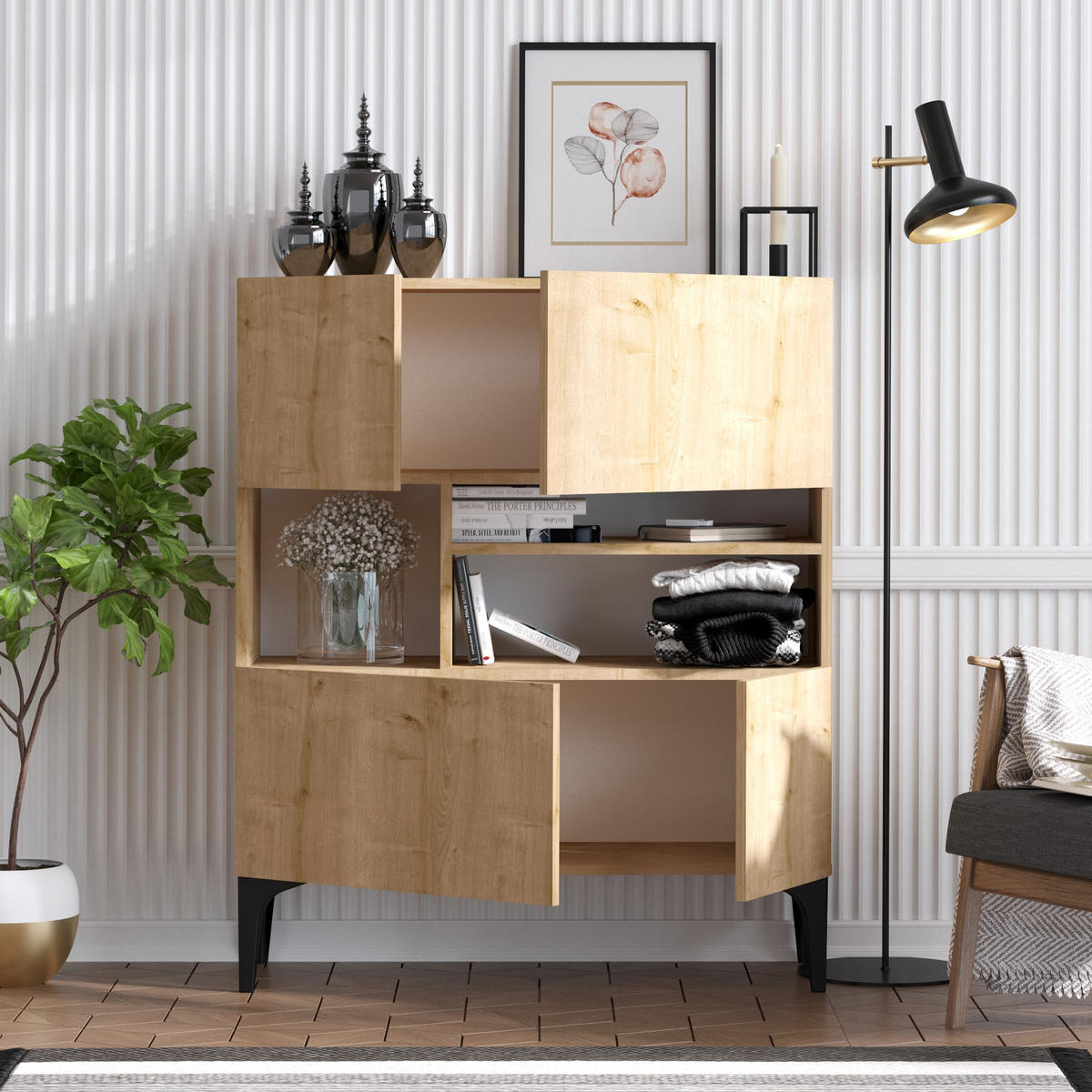 SIDEBOARD krista beige - Eichefarben, Holz (100/125/35cm) - Habitat Garten