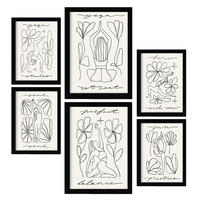 POSTER Set Mit 6 Yoga Musen 4 A3 & A4 Schwarzer Rahmen - Schwarz, Papier (29/3/42cm) - Nacnic