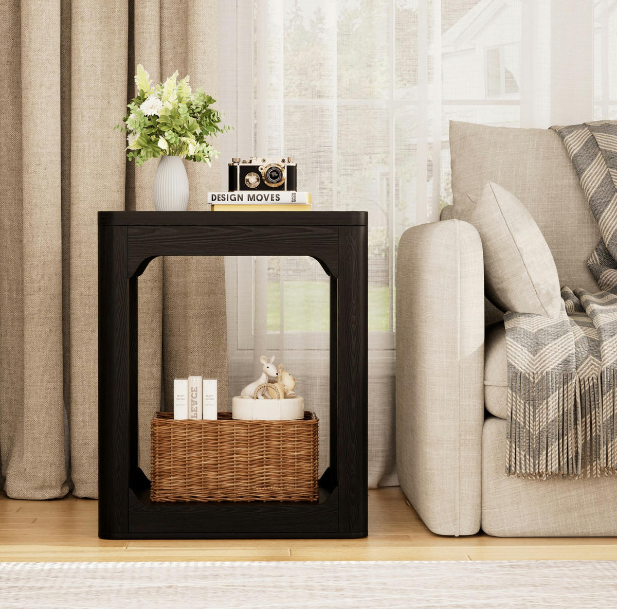 BEISTELLTISCH 2er-Set 50x40x60 cm aus MDF Schwarz mit 2 Ablagen - Schwarz, Holzwerkstoff (50/40/60cm) - IVMEU
