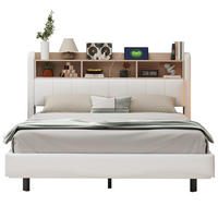 POLSTERBETT 160x200 cm Beige mit LED-Beleuchtung, USB- und USB-C-Anschlüssen sowie Stauraum - Beige, Textil (160/200cm) - IVMEU