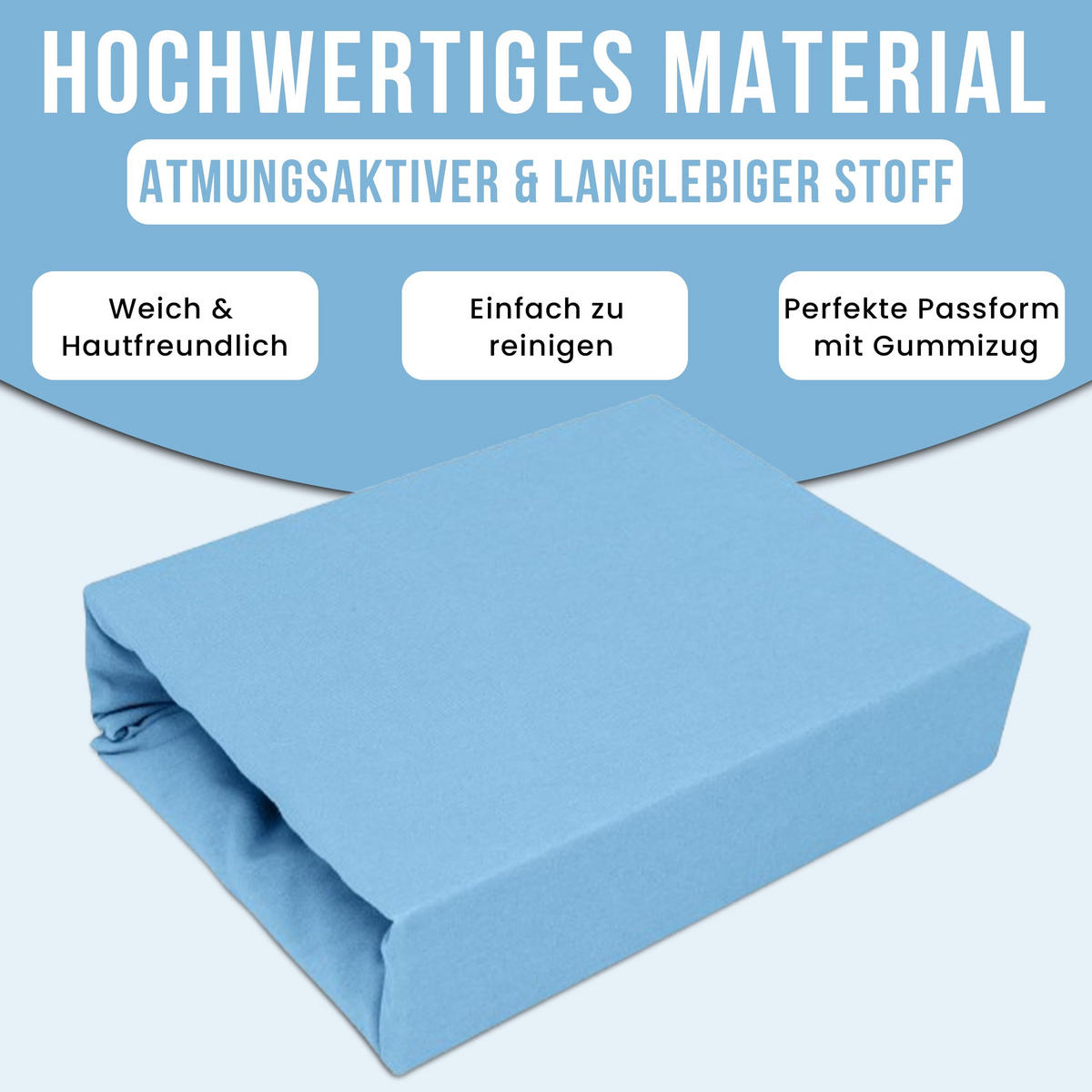 SPANNBETTLAKEN 200/220 cm, Jersey Elastisch 100 % Baumwolle Hellblau - Hellblau, Textil (200/220cm) - Best For Home