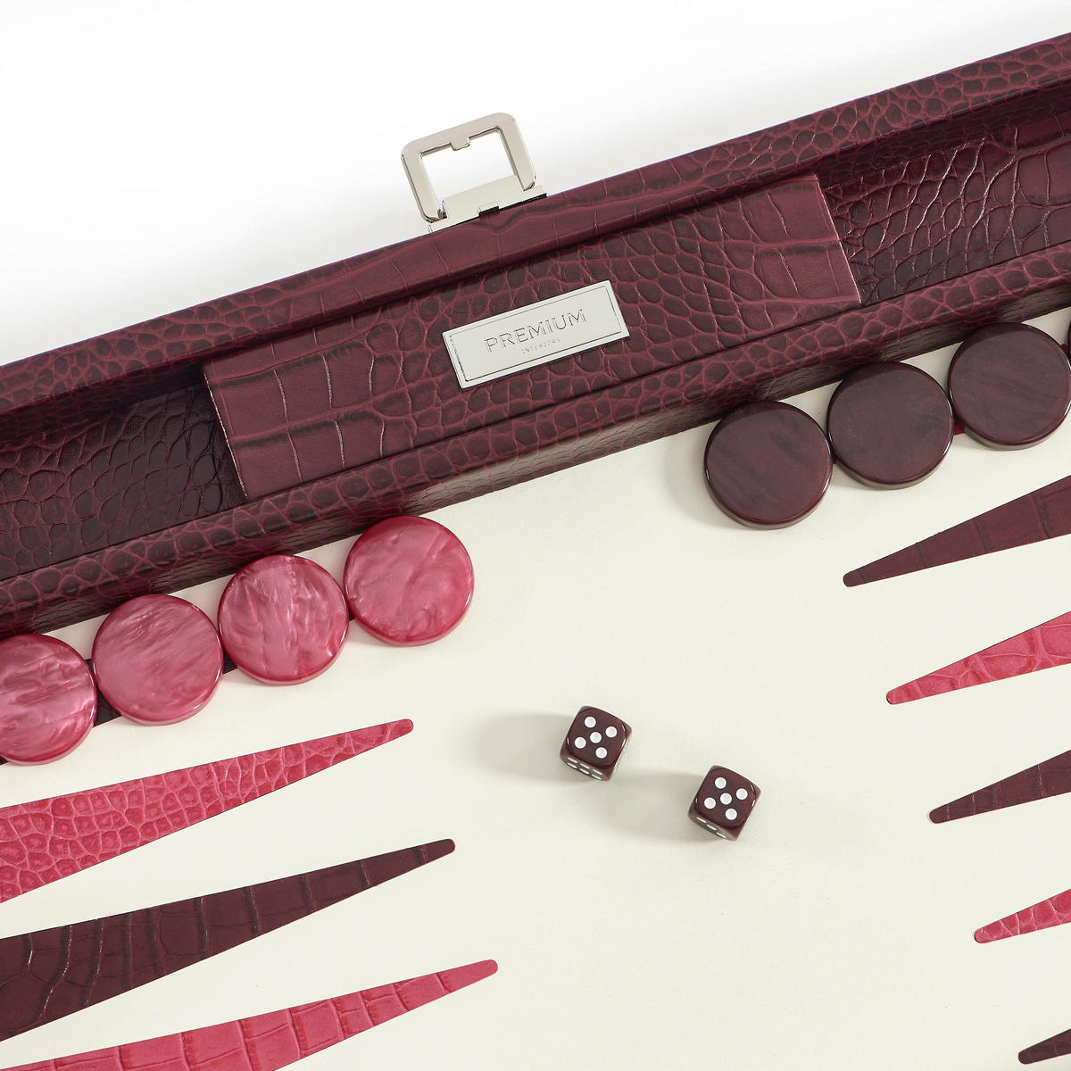 BACKGAMMON – Groß BACKGAMMON Leder Pflaume 46cm - Lila, Leder (46/30.3cm) - Premium Interiors