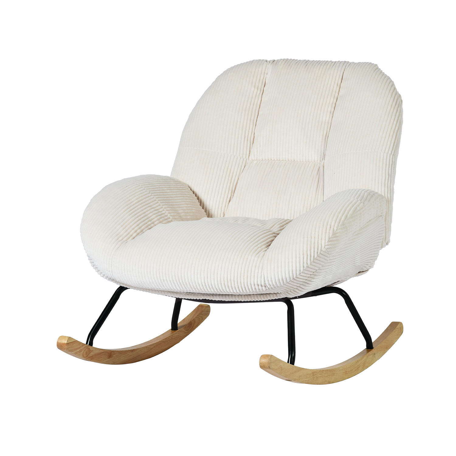 SCHAUKELSTUHL Relaxsessel Gepolstert Mit Cord-Bezug In Beige - Beige, Textil (79/84/111cm) - Meubles Cosy