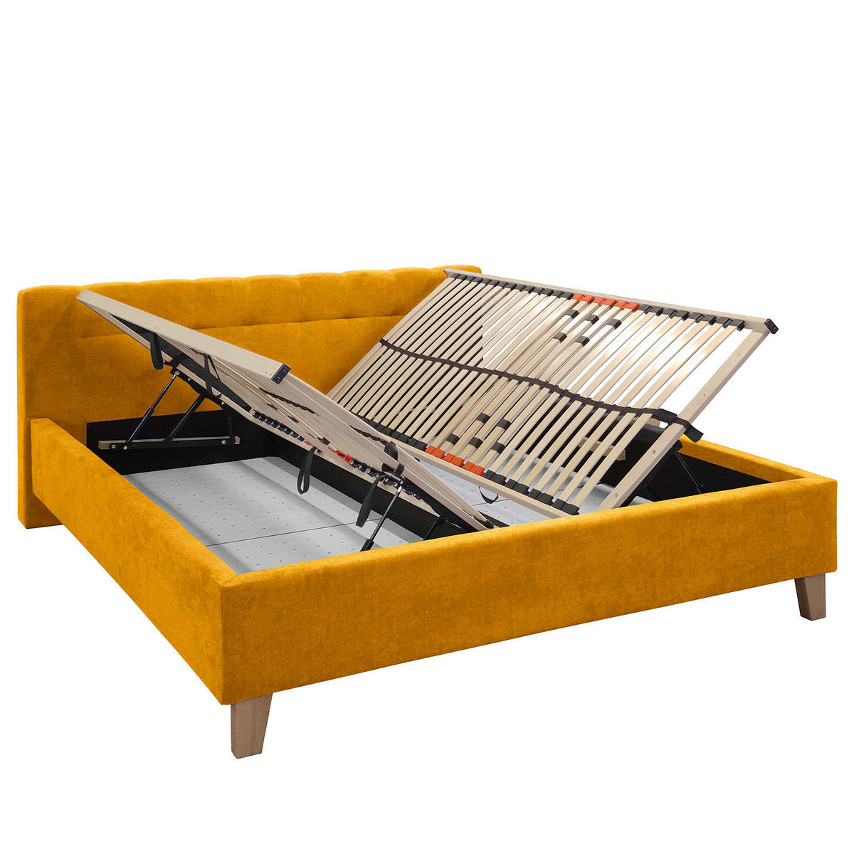 POLSTERBETT - Samt - Gelb, Textil (200/200cm) - home24