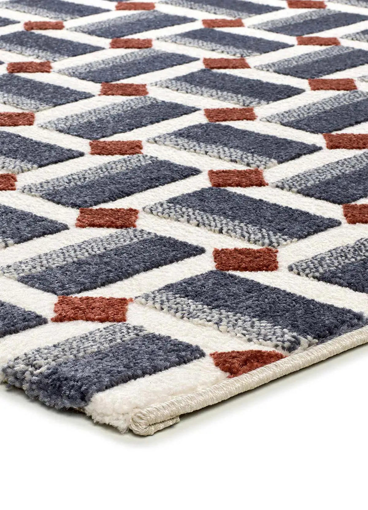 KURZFLORTEPPICH Blau / Weiß Amara 160/230 cm - Blau/Weiß, Naturmaterialien/Textil (160/230cm) - Atticgo