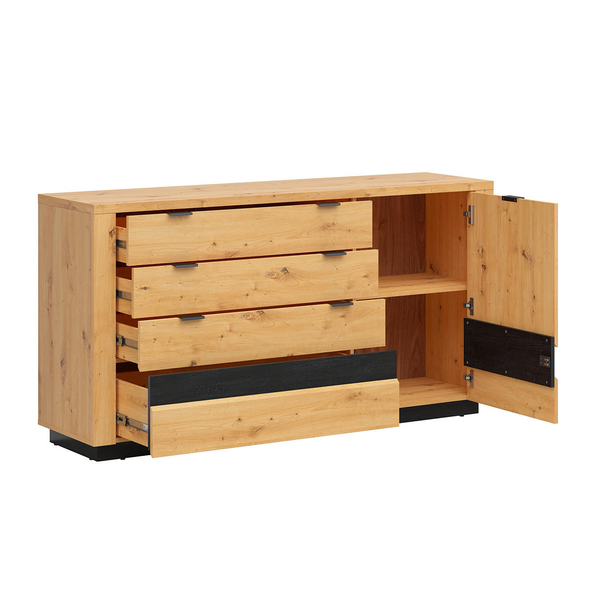SIDEBOARD Glenn Holz und Schwarz - Schwarz, Holzwerkstoff (161/85/42cm) - Petits-meubles