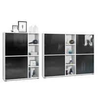 WOHNZIMMERSET Miami Schwarz Hochglanz - Schwarz Hochglanz, Holzwerkstoff (214.5/105.5/35.5cm) - Vladon