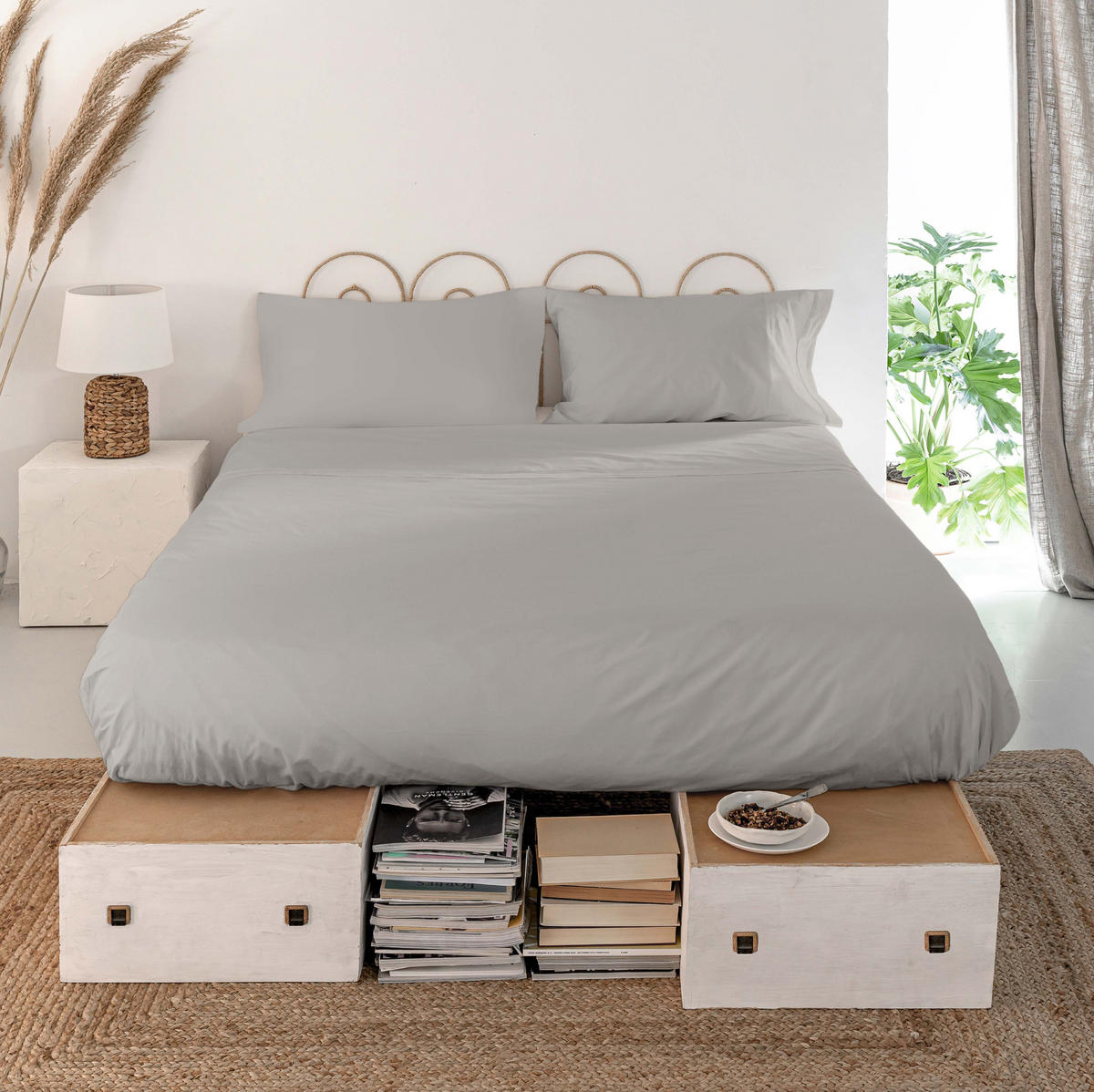 OBERBETTLAKEN basic 160x270 cm grau - Grau, Textil (160/270cm) - Happy Friday