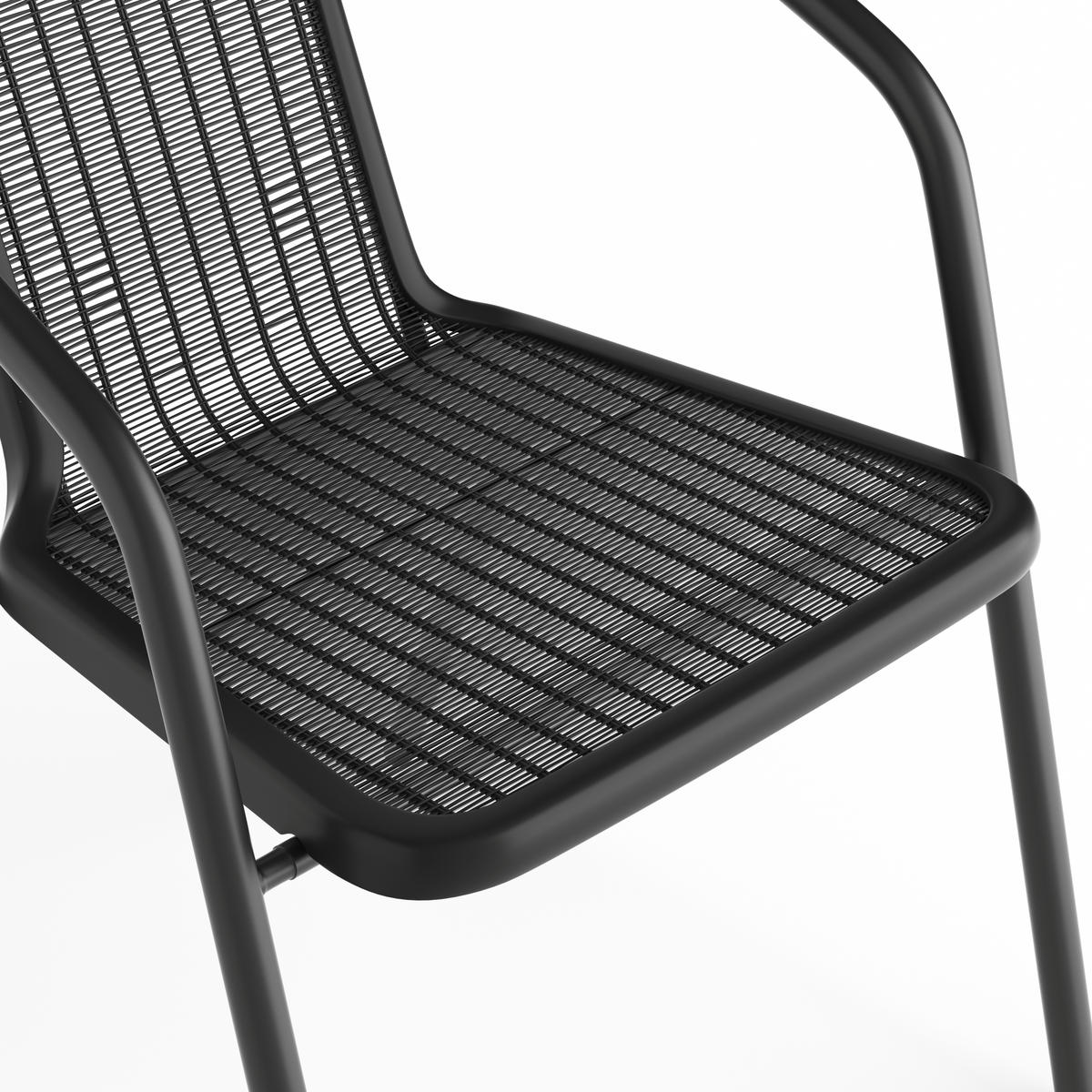 STAPELSTUHL 2er-set(2 Sthüle) aus PE-Rattan Metallgestell in Schwarz für Garten Terrase und Balkon - Schwarz, Metall (42/72/33cm) - Livingandhome