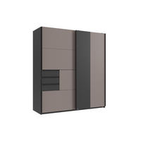 KLEIDERSCHRANK Coburg in Saharagrau mit Grafit - Schwebetürenschrank - Grau, Holzwerkstoff (180/198/65cm)