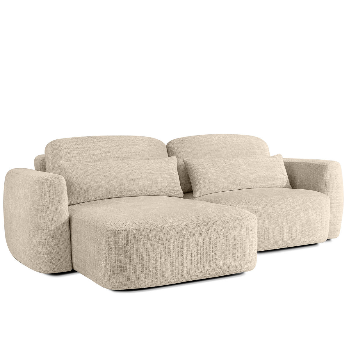 SITZGARNITUR ELOSA - Creme, Holz/Textil (245/85/165cm) - KONSIMO®