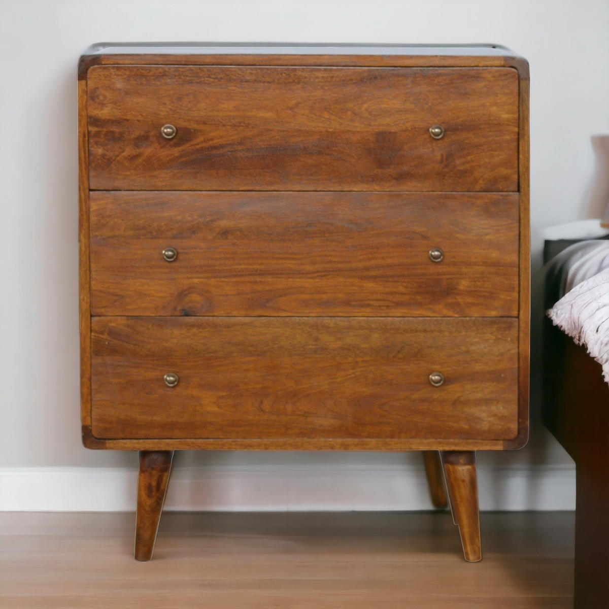 KOMMODE im Kastanien-Finish - Messingfarben/Braun, Holz/Metall (70/80/35cm) - Artisan Furniture