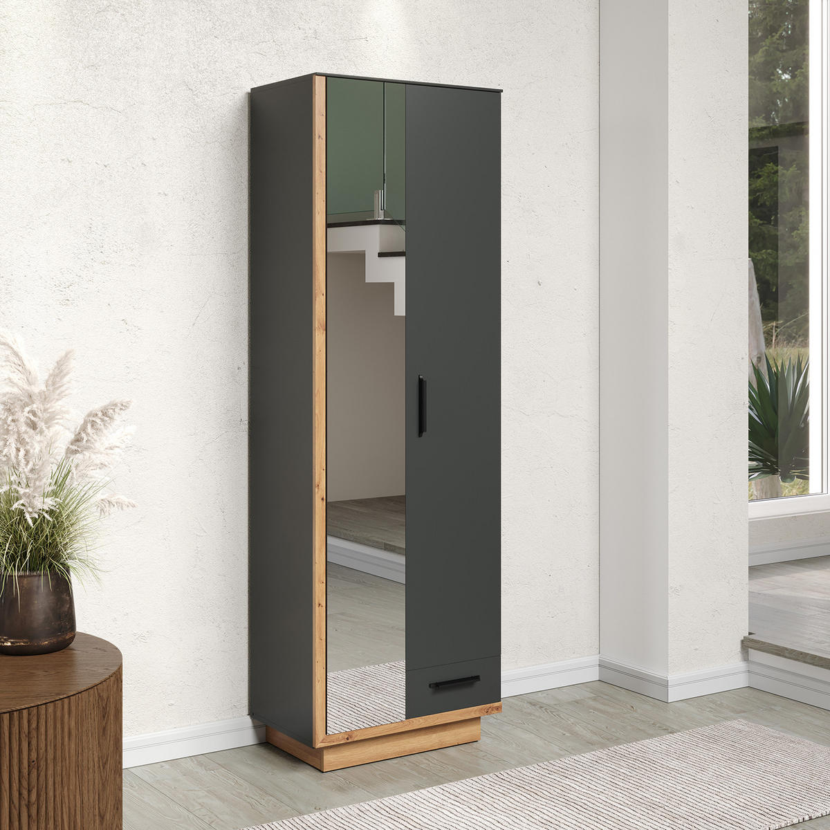GARDEROBENSCHRANK Eiche Dekor - Grau, Holzwerkstoff (65/65/198cm) - ebuy24