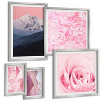 BILDER SET 5er Set - 50x50 cm & 20x30 cm & 40x60 cm Silberner Rahmen - Abstraktionen dekorativer Malerei - Silberfarben, Kunststoff (40/60cm) - TULUP