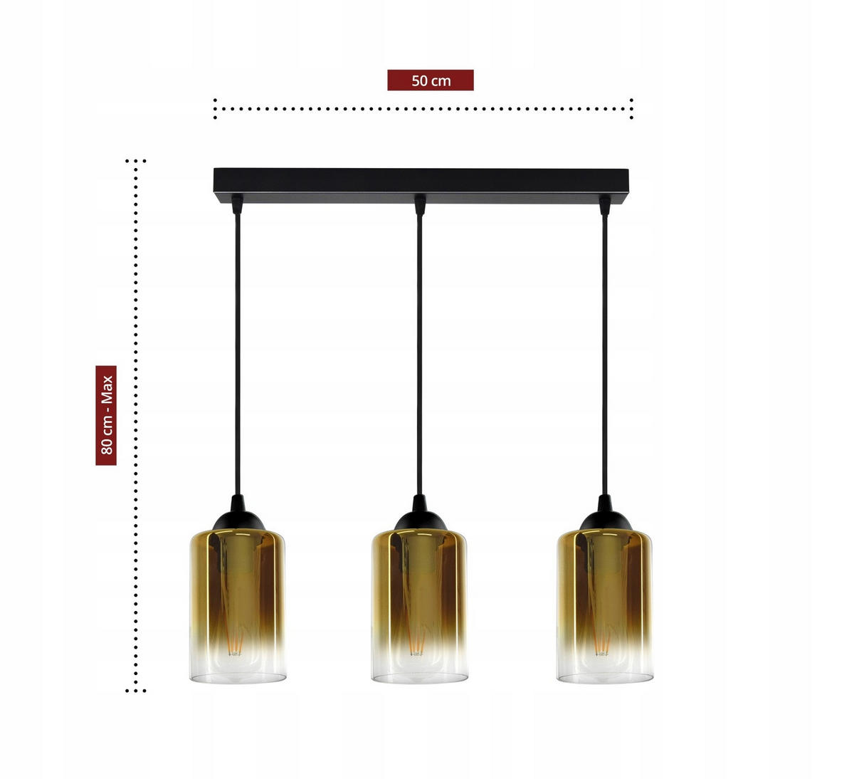 PENDELLEUCHTE GRAF - Transparent/Goldfarben, Glas/Metall (10/65/80cm) - kiki design