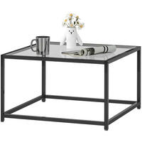 COUCHTISCH 68/68/39 cm schwarz aus gehärtetem Glas und Stahl mit industriellem Design - Schwarz, Glas (68/68/39cm) - OKMYHOME