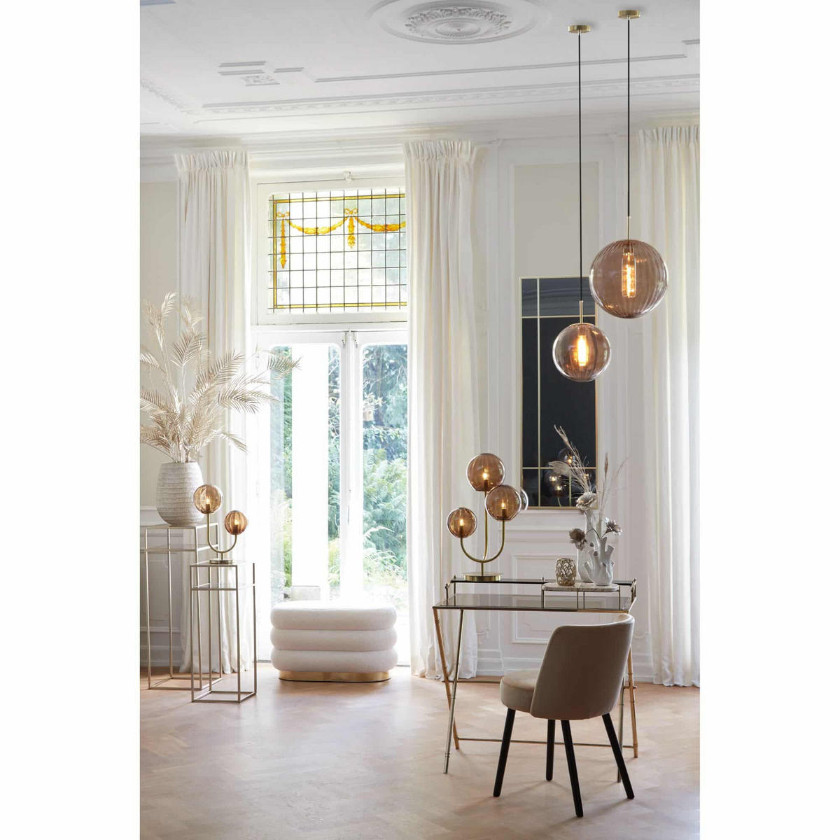 HÄNGELAMPE Magdala Braun Ø40/40 cm - Braun, Glas (40/40/40cm) - Light & Living